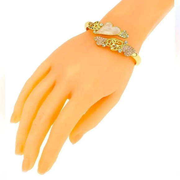 Anthrpologie Heart Pave Bangle Bracelet - Picture 2 of 2